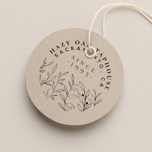 Small Business Logo Cute Leaves & Classy Text Rubber Stamp