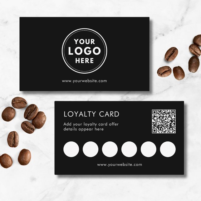 Small Business Logo QR Loyalty Card (Customer loyalty card for coffee shop or service business. Add you own QR, website & offer details.)
