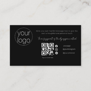 Small Business Logo Thank You QR Card Black