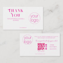 Small Business Logo Thank You QR Card Blush Pink