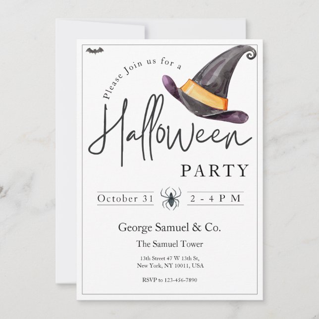 Small Business Minimalist Halloween Office Party Invitation (Front)