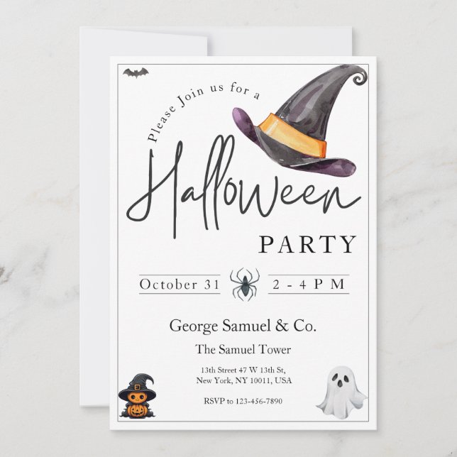Small Business Minimalist Halloween Office Party Invitation (Front)