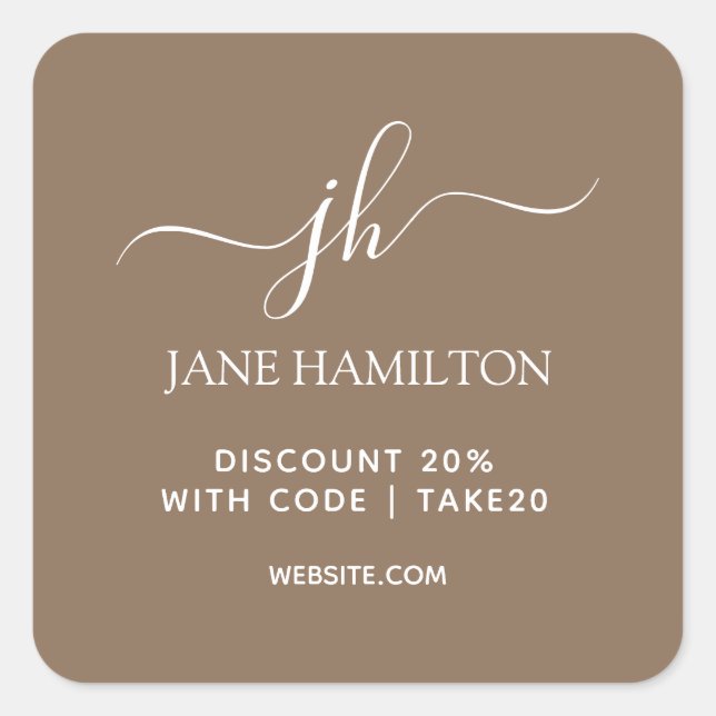 Small Business Packaging Discount Code Square Sticker (Front)
