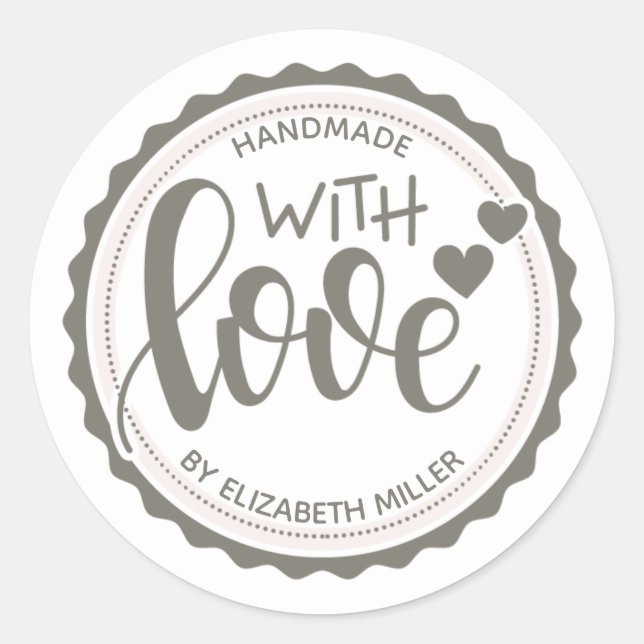 Small Business Personalized Handmade with Love  Classic Round Sticker (Front)