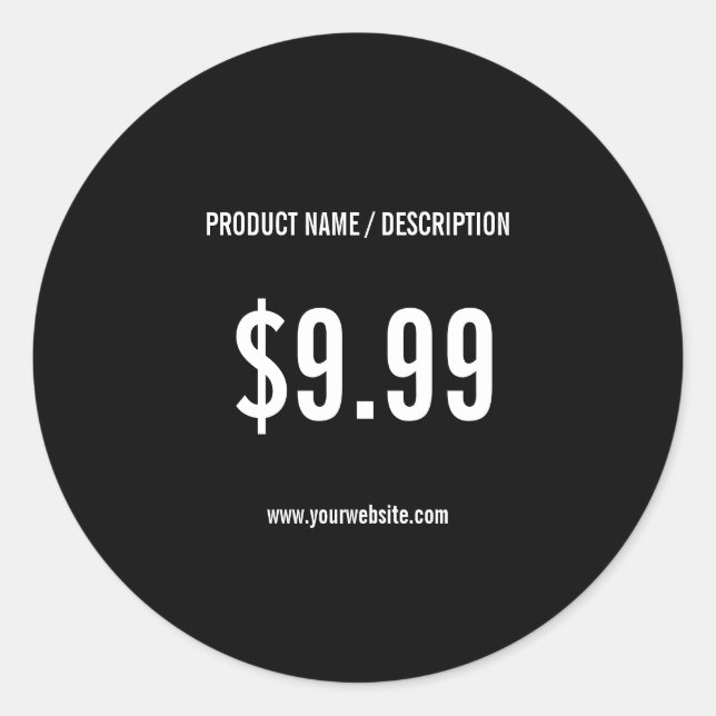 Small Business Price Sticker | Modern Black (Front)