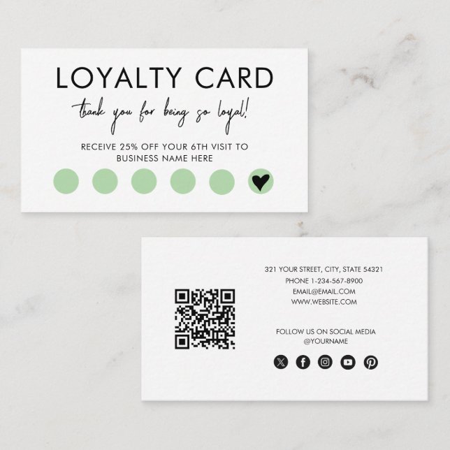 Small Business QR Code Loyalty Reward Discount Card (Front/Back)