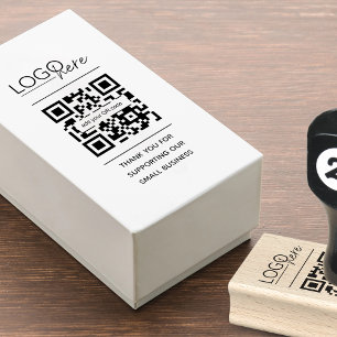 Small Business QR Code Thank You Rubber Stamp