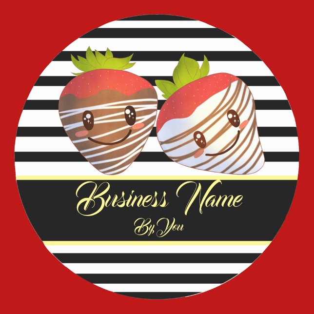 Small Business Strawberry Sweets Shop  Classic Round Sticker (Creator Uploaded)