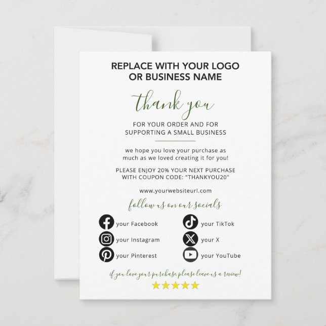 Small Business Thank You for Your Order (Front)