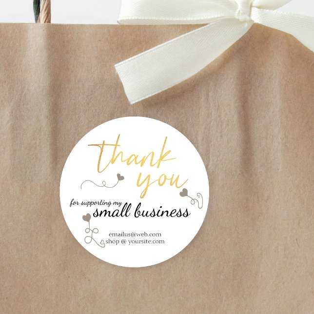 Small Business Thank You Gold Customized Sticker (Creator Uploaded)