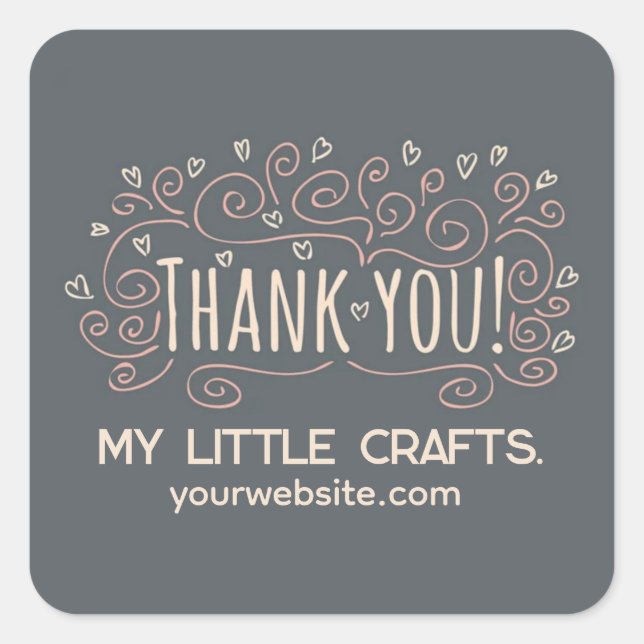 Small business thank you script typography square sticker (Front)