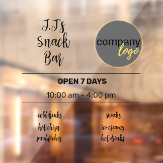 SMALL BUSINESS TRADING HOURS LOGO WINDOW CLING