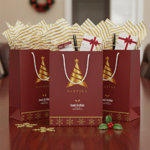 Small Business Tree Logo Red Gold ID1219 Medium Gift Bag
