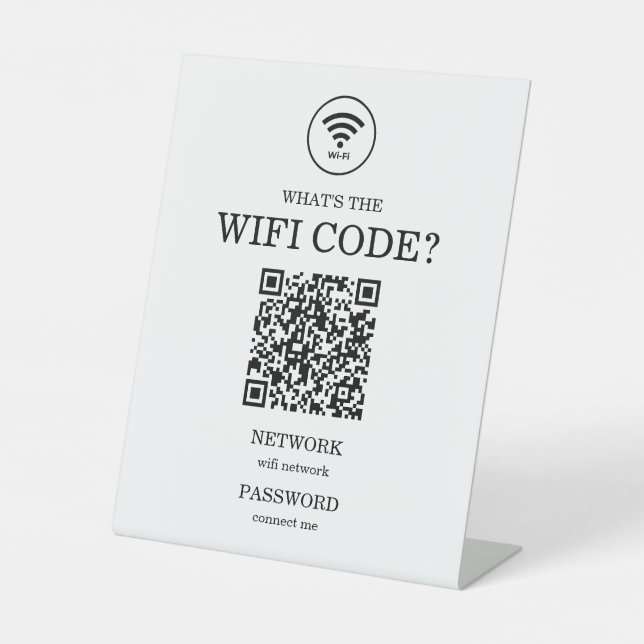 Small Business What's The Wifi QR Code  Pedestal Sign (Front)