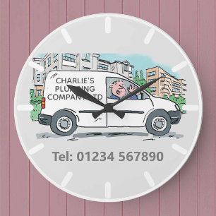 Small Business with Name on Company Van Large Clock