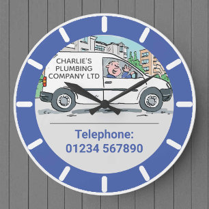 Small Business with Name on Company Van Large Clock