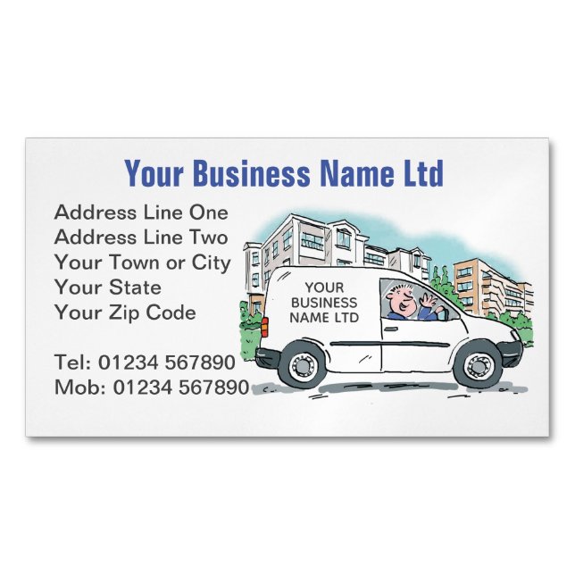 Small Business with Name on Company Van Magnetic Business Card (Front)