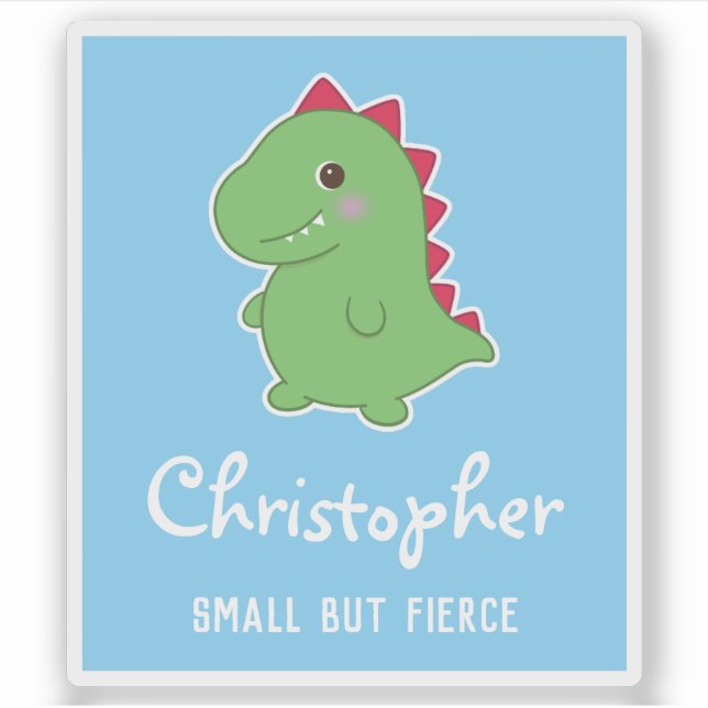 Small But Fierce | Funny Cute Dino T-Rex Blue (Front)