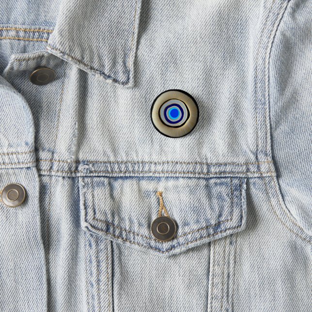 Small Button/ Greek Evil Eye 1 Inch Round Button (In Situ)