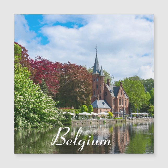 Small castle near lake in Bruges, Belgium Magnet (Front)