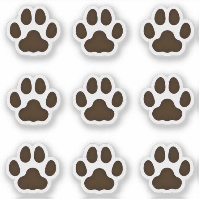 Small Cat Paw Prints Dark Brown Decal Stickers (Front)