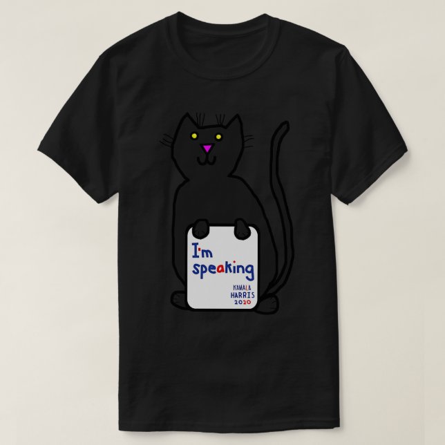 Small Cat with Kamala  VP Debate Quote Im Speaking T-Shirt (Design Front)