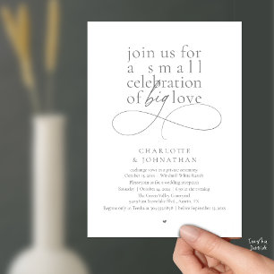 Small Celebration of Big Love, Elegant Minimalist  Invitation
