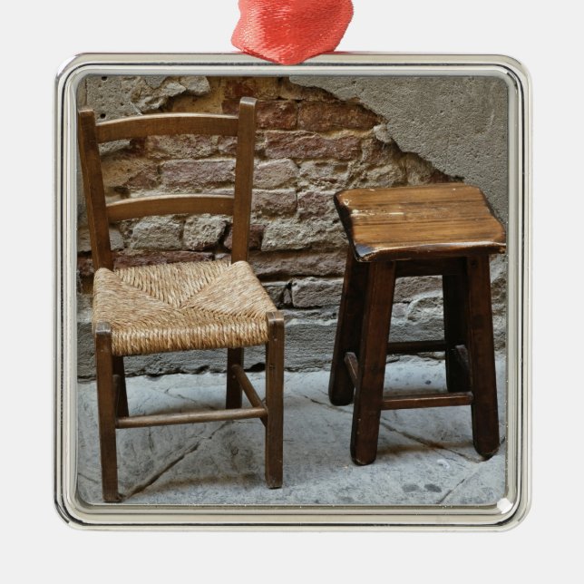Small chair and stool, Pienza, Italy Metal Ornament (Front)