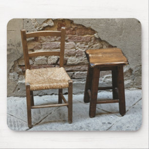 Small chair and stool, Pienza, Italy Mouse Pad