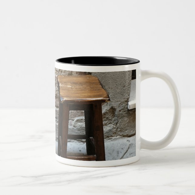 Small chair and stool, Pienza, Italy Two-Tone Coffee Mug (Right)