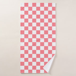 Small Checkers Blush Pink White Chequered   Bath Towel