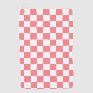 Small Checkers Blush Pink White Chequered   Golf Towel