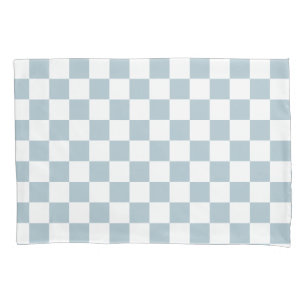 Small Checkers Pastel Blue White Chequered    Pillowcase
