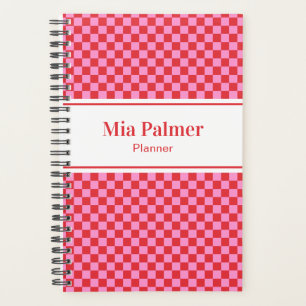 Small Cherry Red and Pink Checkerboard Planner