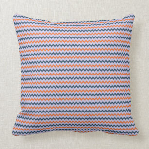 Small chevron pattern dark blue orange lilac throw pillow