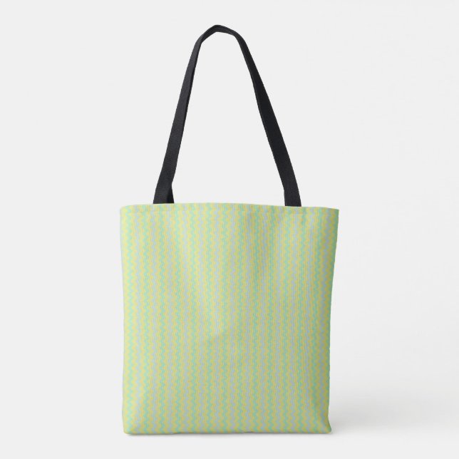 Small chevron pattern green and blue tote bag (Back)