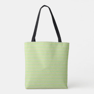 Small chevron pattern green and blue tote bag