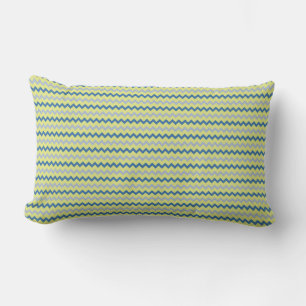 Small chevron pattern in green blue colours lumbar pillow