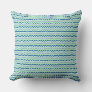 Small chevron pattern in green blue colours throw pillow