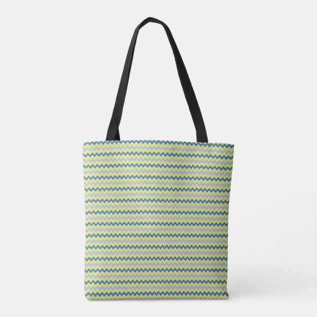 Small chevron pattern in green blue colours tote bag (Back)