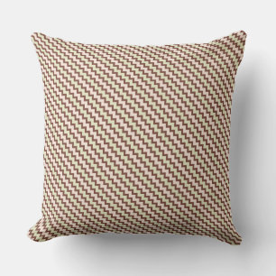 Small chevron pattern in natural brown pink green throw pillow