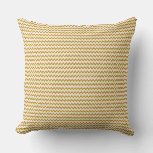 Small chevron pattern in natural yellow pink green throw pillow (Front)