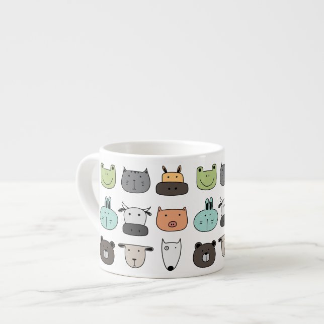 Small Childs Mug - Animal Faces (Front Left)