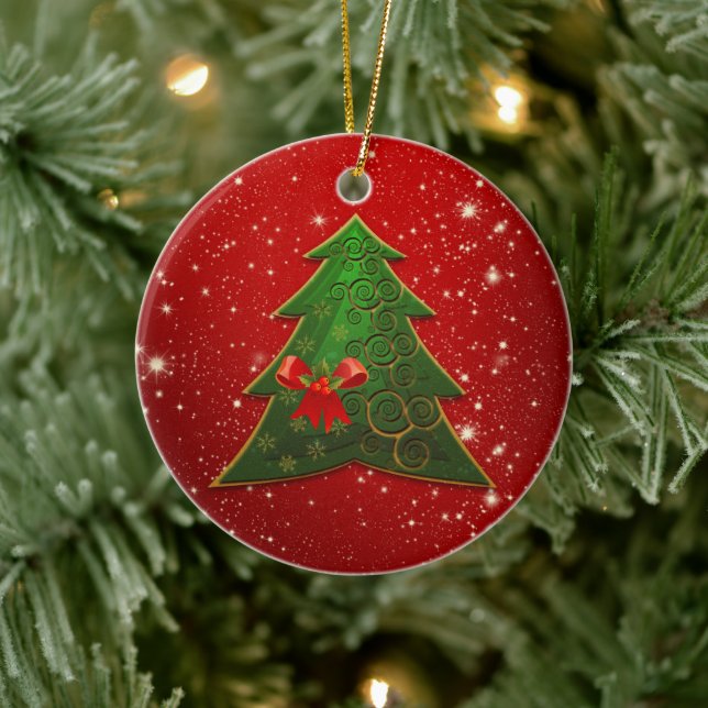 Small Christmas gifts Ceramic Ornament (Tree)