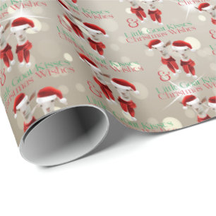Small Christmas Wishes Little Goat Kisses Gold Wrapping Paper