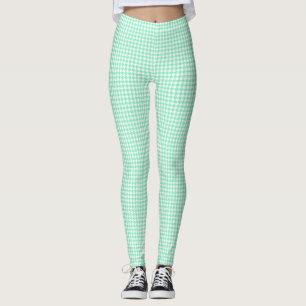 Small Classic Mint Pepita Houndstooth Pattern  Leggings