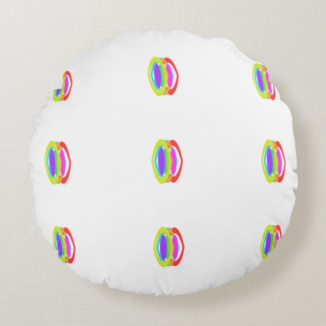 Small Coloured Pattern Art Wide Gaps Round Pillow (Front)