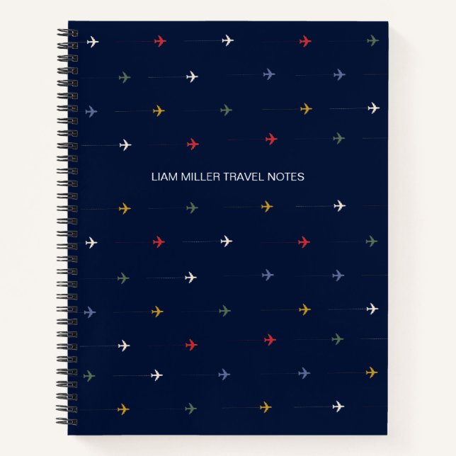 Small Colourful Airplanes Pattern Notebook (Front)