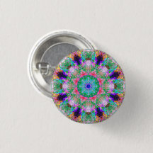 Small Colourful Psychedelic Dreamy Mandala Button
