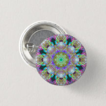 Small Colourful Psychedelic Dreamy Mandala Button
